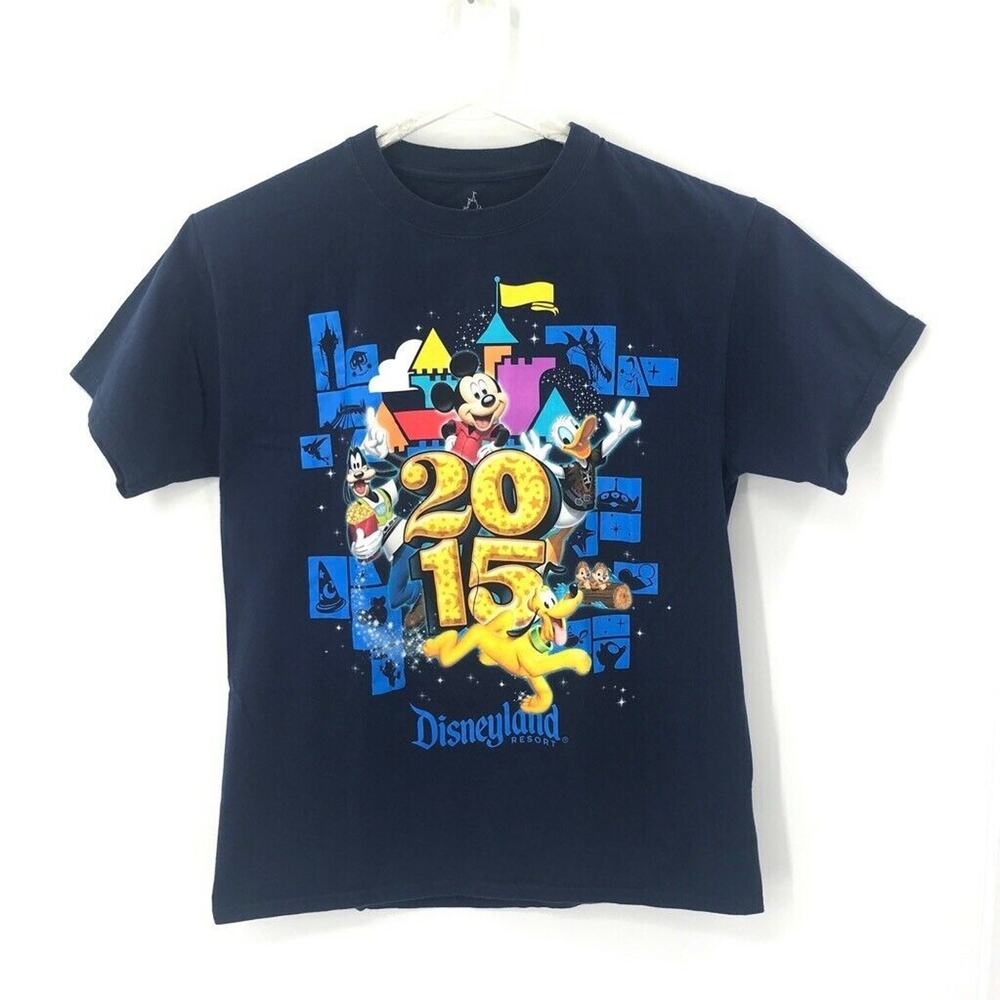 Disneyland 2015 Hanes Womens‎ T-Shirt Mickey Pluto Black Crew Neck 100% Cotton M